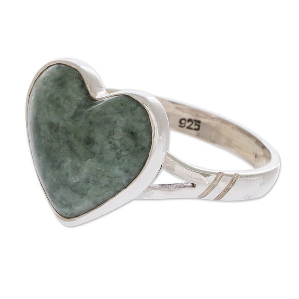 Alternate image for Unique Heart Shaped Sterling Silver Jade Cocktail Ring Love Immemorial