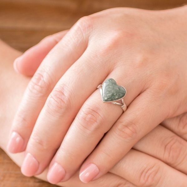 Alternate image for Unique Heart Shaped Sterling Silver Jade Cocktail Ring Love Immemorial
