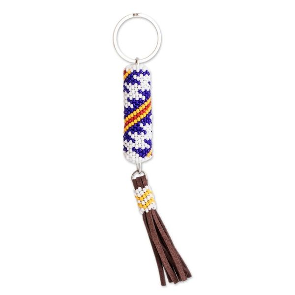 Alternate image for Beaded Leather Keychain and Bag Charm Handmade in Guatemala Total Relaxation