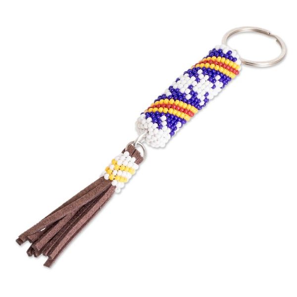 Alternate image for Beaded Leather Keychain and Bag Charm Handmade in Guatemala Total Relaxation