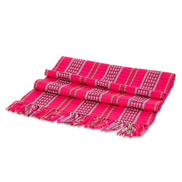 Alternate image for Fair Trade Handwoven Fuchsia Cotton Scarf from Guatemala Palopo Fruits