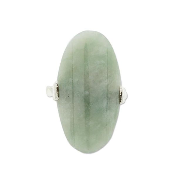 Alternate image for Light Green Jade and Silver Cocktail Ring from Guatemala Maya Virtue in Light Green