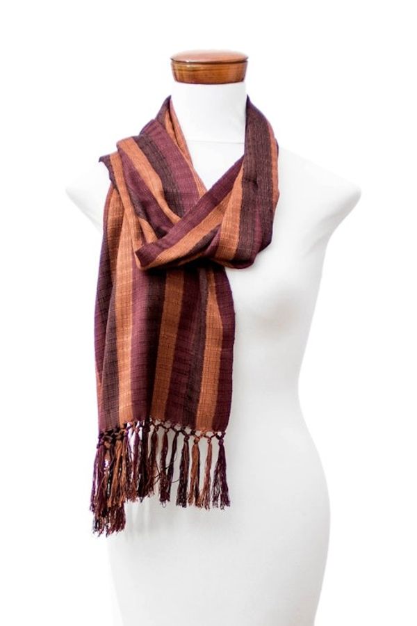 Alternate image for Handwoven Cotton Scarf with Fringes from Guatemala Chic Style