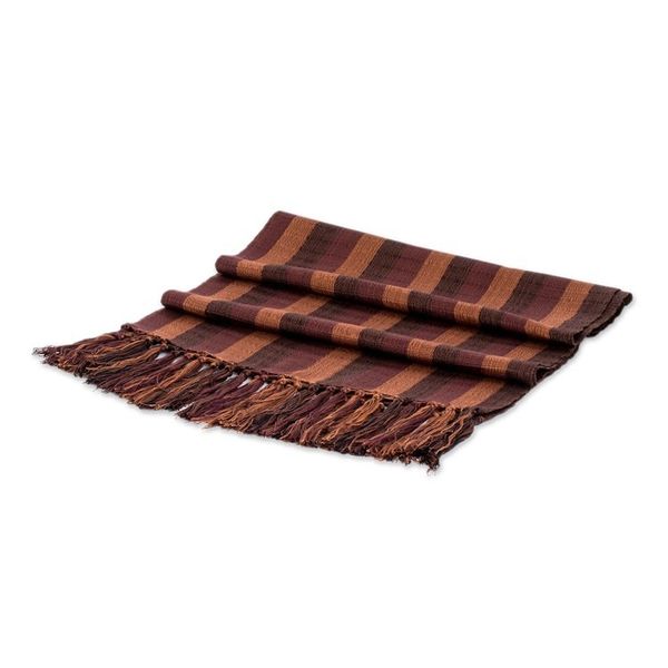 Alternate image for Handwoven Cotton Scarf with Fringes from Guatemala Chic Style