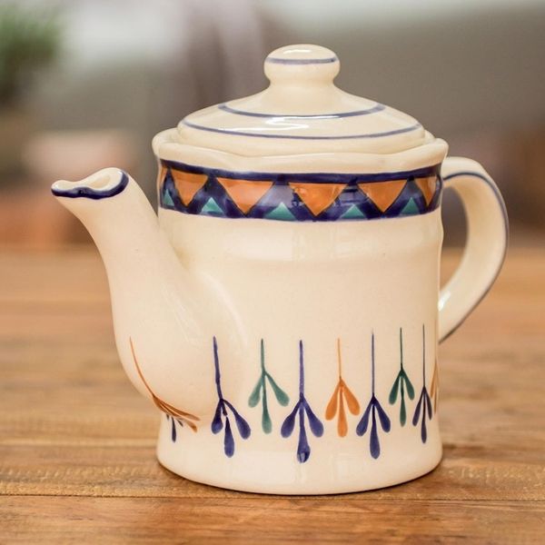 Alternate image for Ceramic Hand Painted Coffeepot with Geometric Design Antigua Breeze
