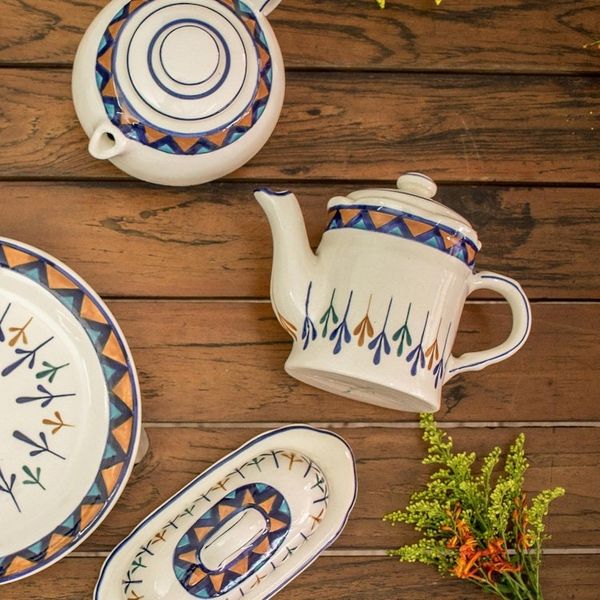 Alternate image for Ceramic Hand Painted Coffeepot with Geometric Design Antigua Breeze