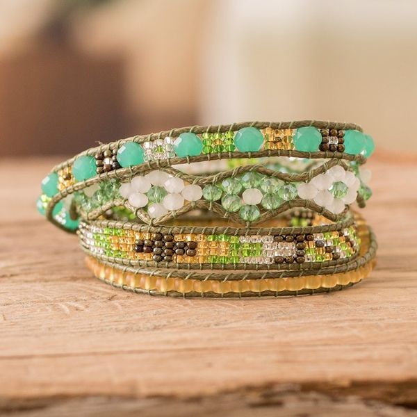 Alternate image for Handcrafted Beaded Positive Energy Long Wrap Bracelet Healing Aura