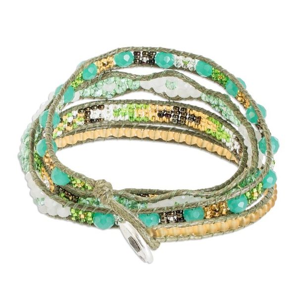 Alternate image for Handcrafted Beaded Positive Energy Long Wrap Bracelet Healing Aura