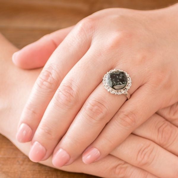 Alternate image for Handcrafted Sterling Silver Jade Cocktail Ring Dark Forest Moon