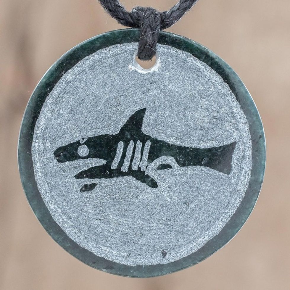 Jade Shark Pendant Necklace from Guatemala 'Toj'