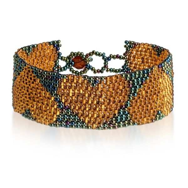 Alternate image for Handcrafted Adjustable Beaded Bracelet with Heart Patterns Golden Empress of Love