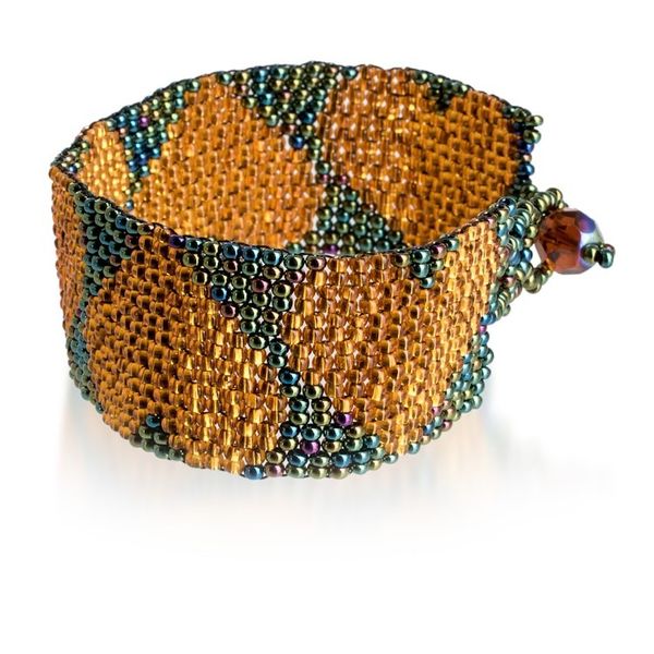 Alternate image for Handcrafted Adjustable Beaded Bracelet with Heart Patterns Golden Empress of Love