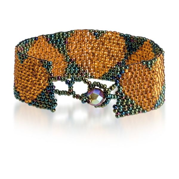 Alternate image for Handcrafted Adjustable Beaded Bracelet with Heart Patterns Golden Empress of Love