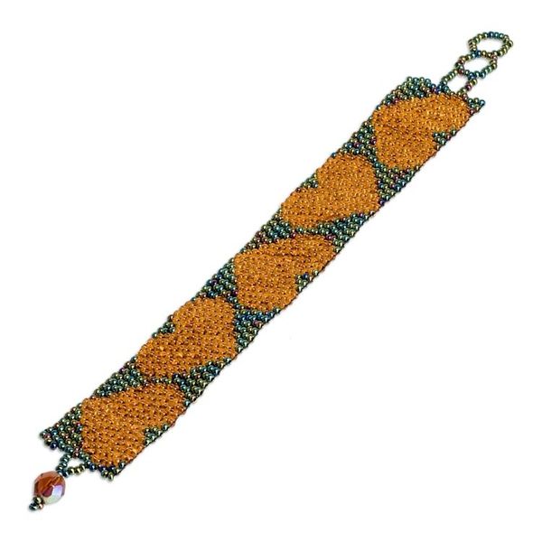 Alternate image for Handcrafted Adjustable Beaded Bracelet with Heart Patterns Golden Empress of Love
