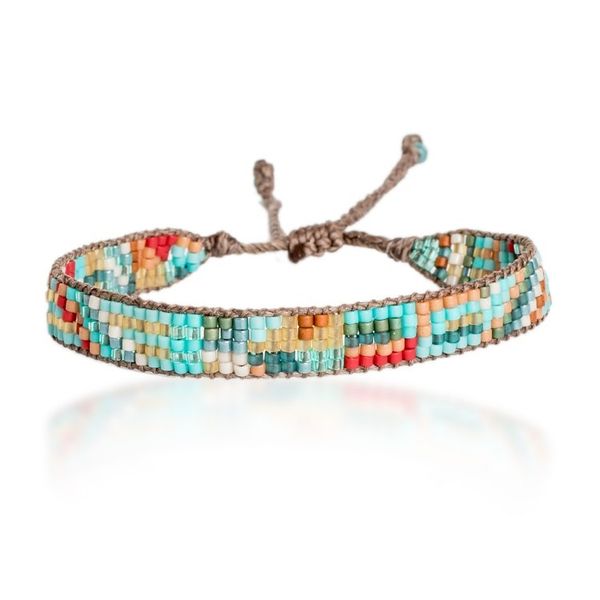 Alternate image for Colorful Beaded Wristband Bracelet Hand-Woven in Guatemala Fresh Breeze