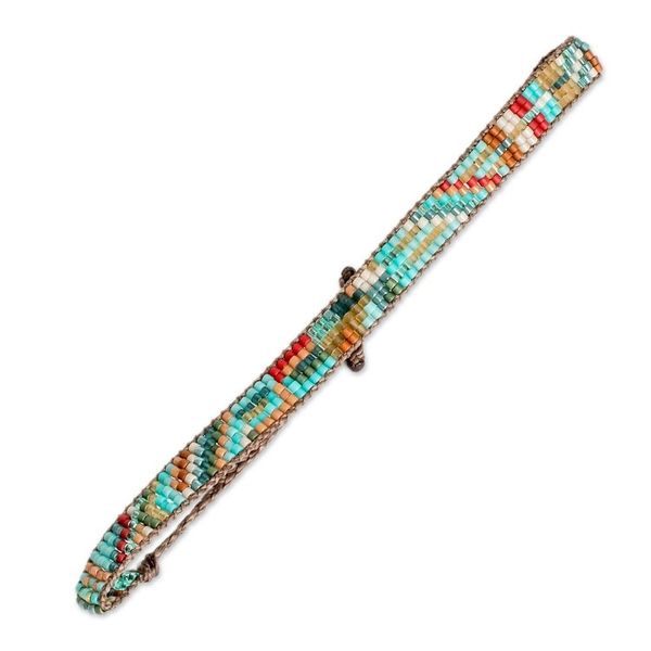 Alternate image for Colorful Beaded Wristband Bracelet Hand-Woven in Guatemala Fresh Breeze