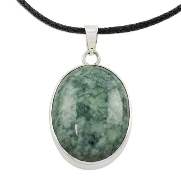 Alternate image for Guatemalan Jade Pendant on 925 Silver and Cotton Cord Sacred Maya Treasure