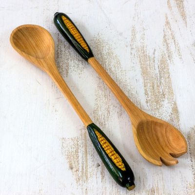 Alternate image for Fair Trade Wood Serving Utensils Golden Maize