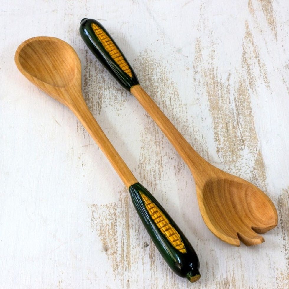 Fair Trade Wood Serving Utensils 'Golden Maize'