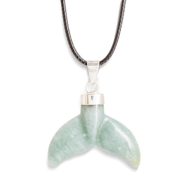 Alternate image for Handcrafted Whale-Themed Light Green Jade Pendant Necklace Blissful Fins