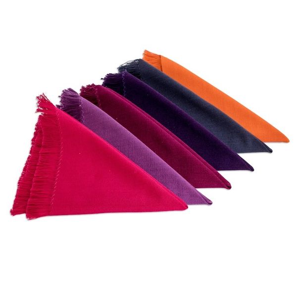 Alternate image for Set of 6 Handwoven Cotton Napkins with Vibrant Palette Spring Facets