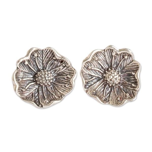 Alternate image for Wildflower Sterling Silver Button Earrings Wayside Blossom
