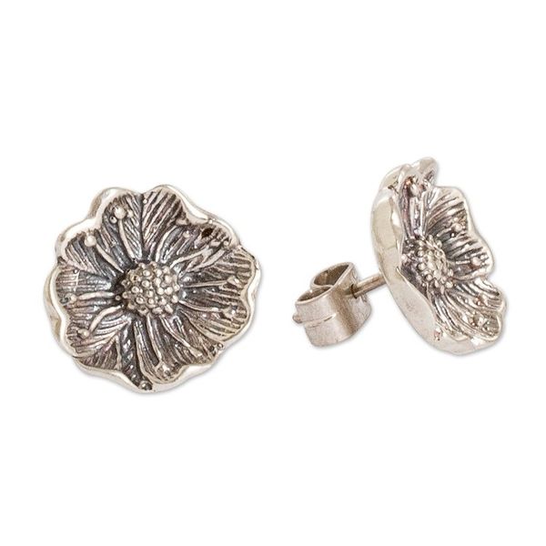 Alternate image for Wildflower Sterling Silver Button Earrings Wayside Blossom