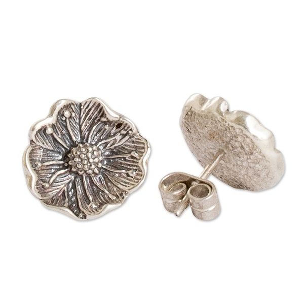 Alternate image for Wildflower Sterling Silver Button Earrings Wayside Blossom