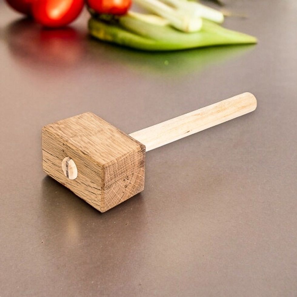 Hand-Carved Teak Wood Mallet Meat Tenderizer from Guatemala 'Parrillada'