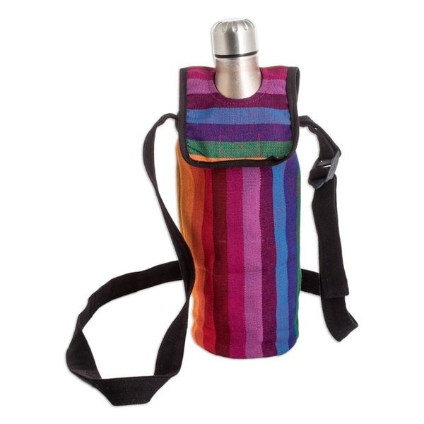 Alternate image for Striped Cotton Bottle Carrier Hand-Woven in Guatemala Colorful Paradise