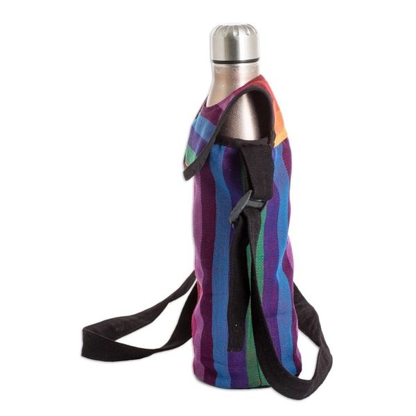 Alternate image for Striped Cotton Bottle Carrier Hand-Woven in Guatemala Colorful Paradise
