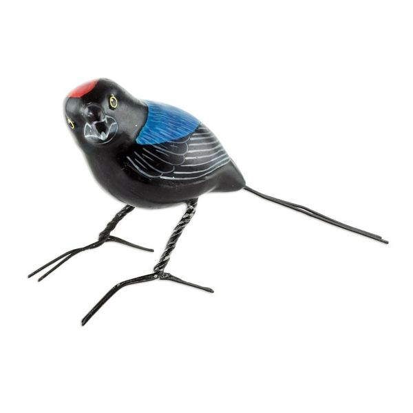 Alternate image for Colorful Hand Painted Bird Sculpture Long-tailed Manakin