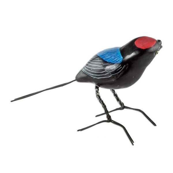 Alternate image for Colorful Hand Painted Bird Sculpture Long-tailed Manakin