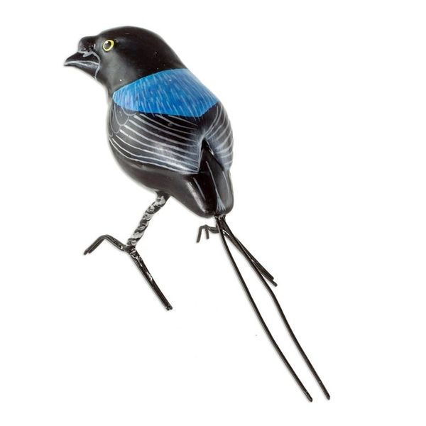 Alternate image for Colorful Hand Painted Bird Sculpture Long-tailed Manakin