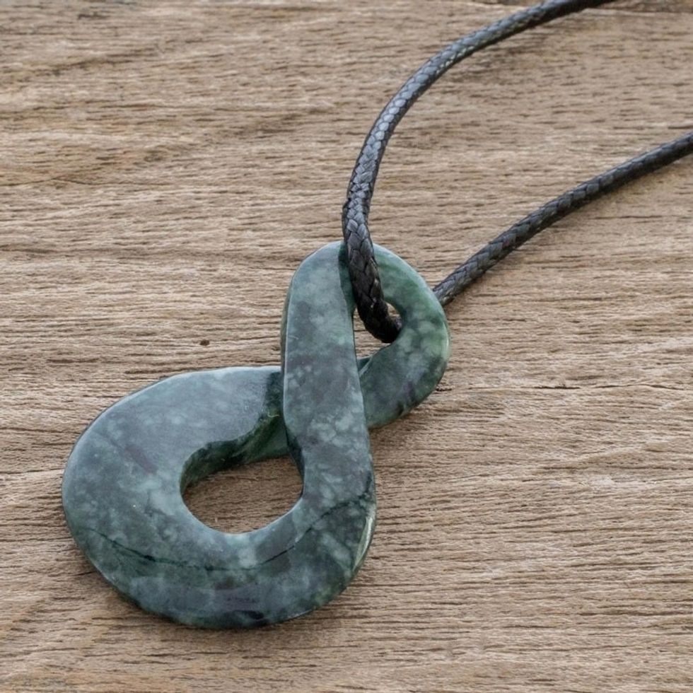 Infinity Symbol Green Jade Necklace 'Eternal Unity'