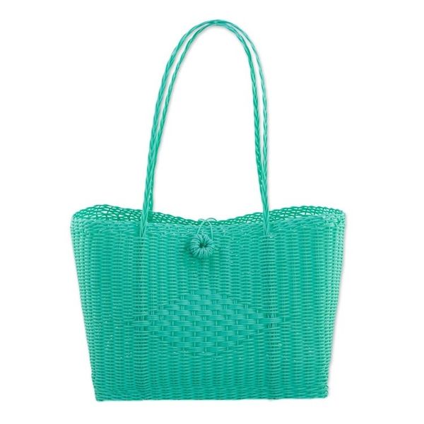 Alternate image for Handwoven Cerulean Tote Handbag from Guatemala Bright Morning