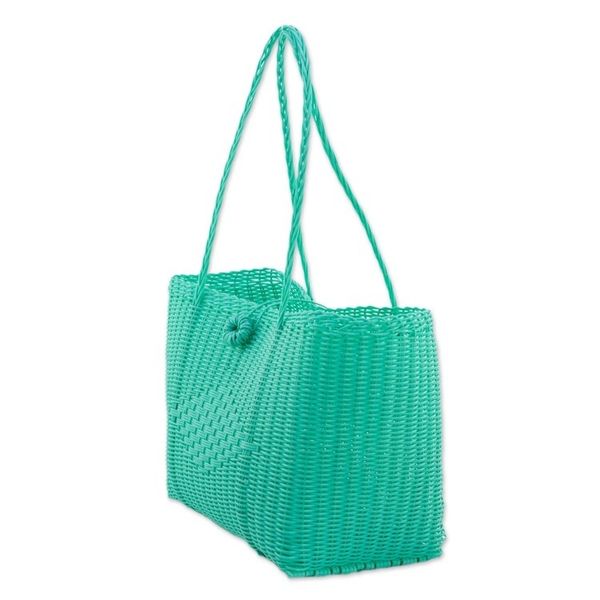 Alternate image for Handwoven Cerulean Tote Handbag from Guatemala Bright Morning