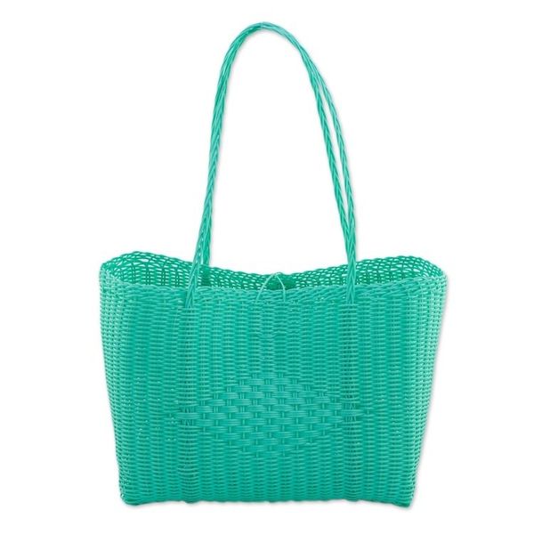 Alternate image for Handwoven Cerulean Tote Handbag from Guatemala Bright Morning