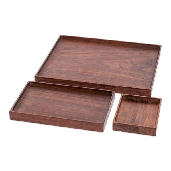 Alternate image for Graduated Size Wood Serving Trays Set of 3 At Your Service