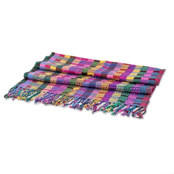 Alternate image for Colorful Cotton Shawl Crafted in Guatemala San Juan Fiesta