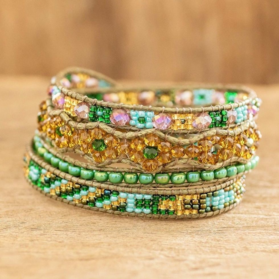 Braided and Beaded Long Wrap Positive Energy Luck Bracelet 'Blessings of Luck'