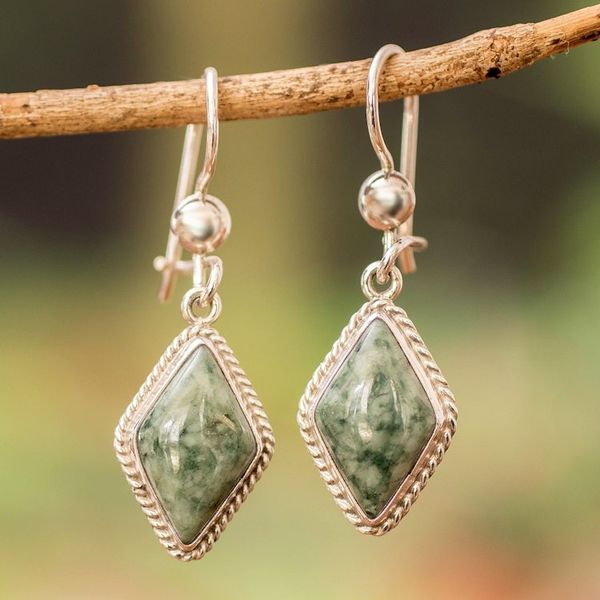 Alternate image for Handcrafted Light Green Jade Earrings Maya Life