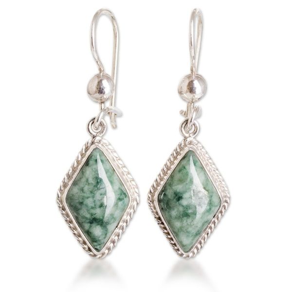 Alternate image for Handcrafted Light Green Jade Earrings Maya Life