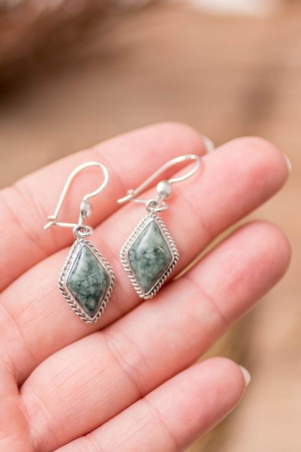 Alternate image for Handcrafted Light Green Jade Earrings Maya Life