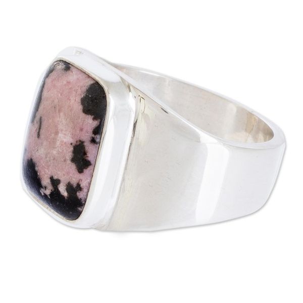 Alternate image for Rhodonite Mens Statement Ring from Guatemala Virtue in Pink