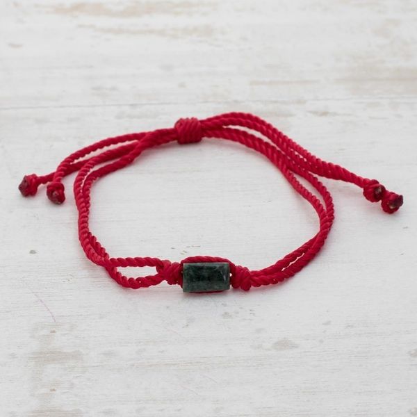 Alternate image for Green Jade Red Cord Unity Bracelet from Guatemala Teamwork Together
