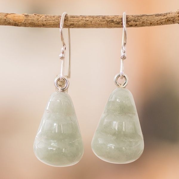 Alternate image for Hand Crafted Jade Dangle Earrings Whirlwind
