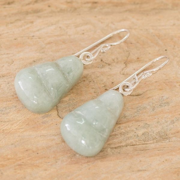 Alternate image for Hand Crafted Jade Dangle Earrings Whirlwind