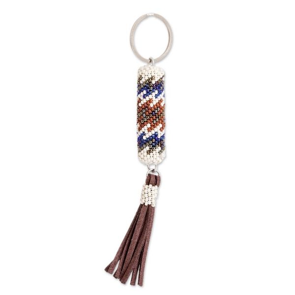 Alternate image for Beaded Leather Keychain and Bag Charm Handmade in Guatemala Chic Subtlety