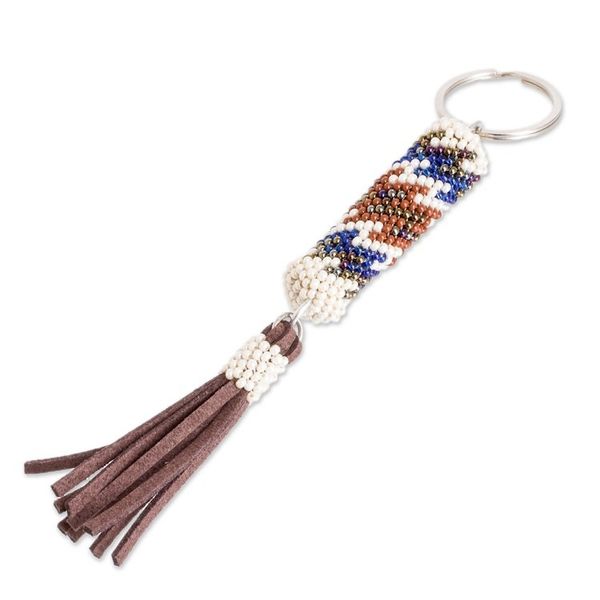 Alternate image for Beaded Leather Keychain and Bag Charm Handmade in Guatemala Chic Subtlety